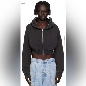 Entire studios Cropped Hoodie washed black size large